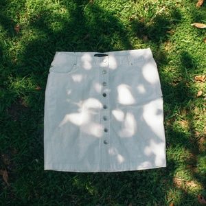 High-Waisted White Button Down Denim Retro Skirt